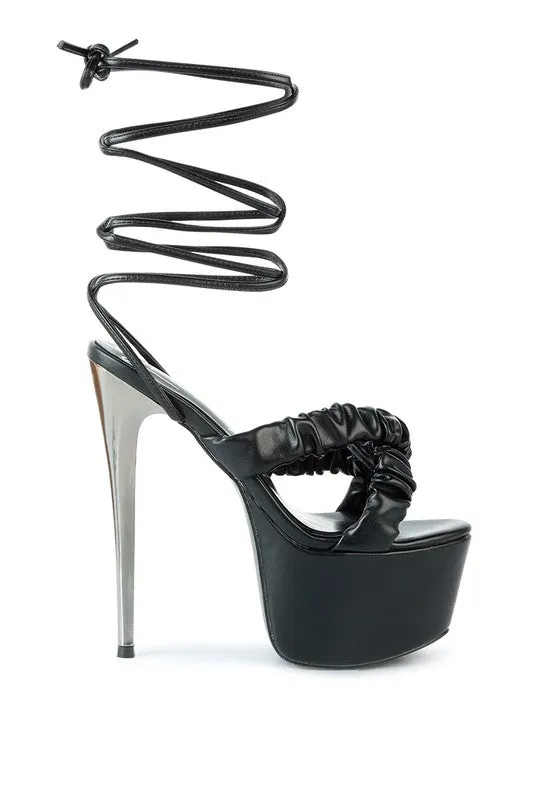 RUCHED STRAPS HEELS