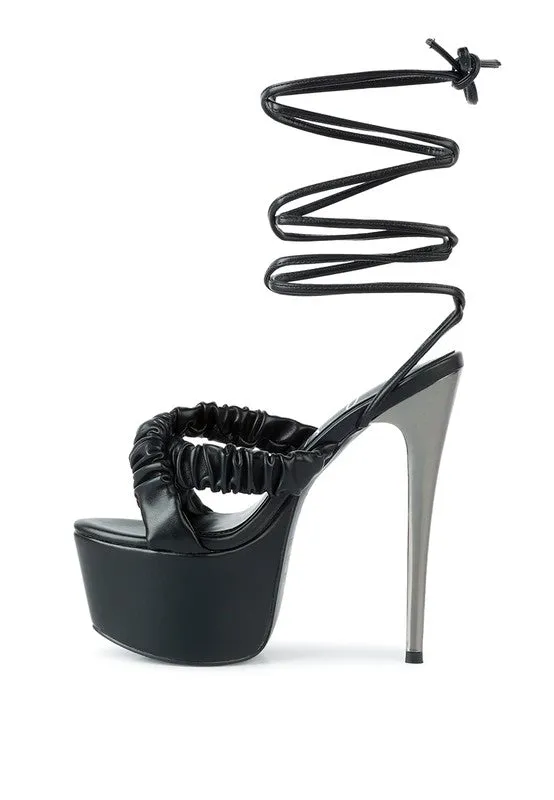 RUCHED STRAPS HEELS