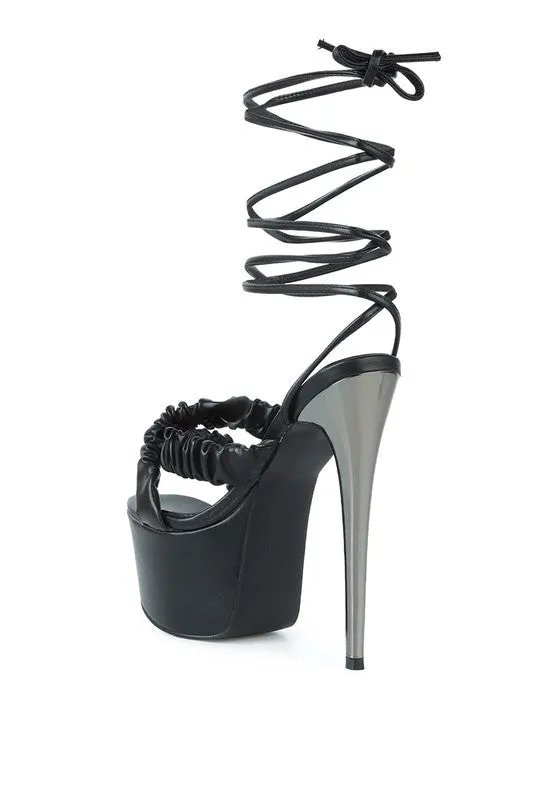 RUCHED STRAPS HEELS