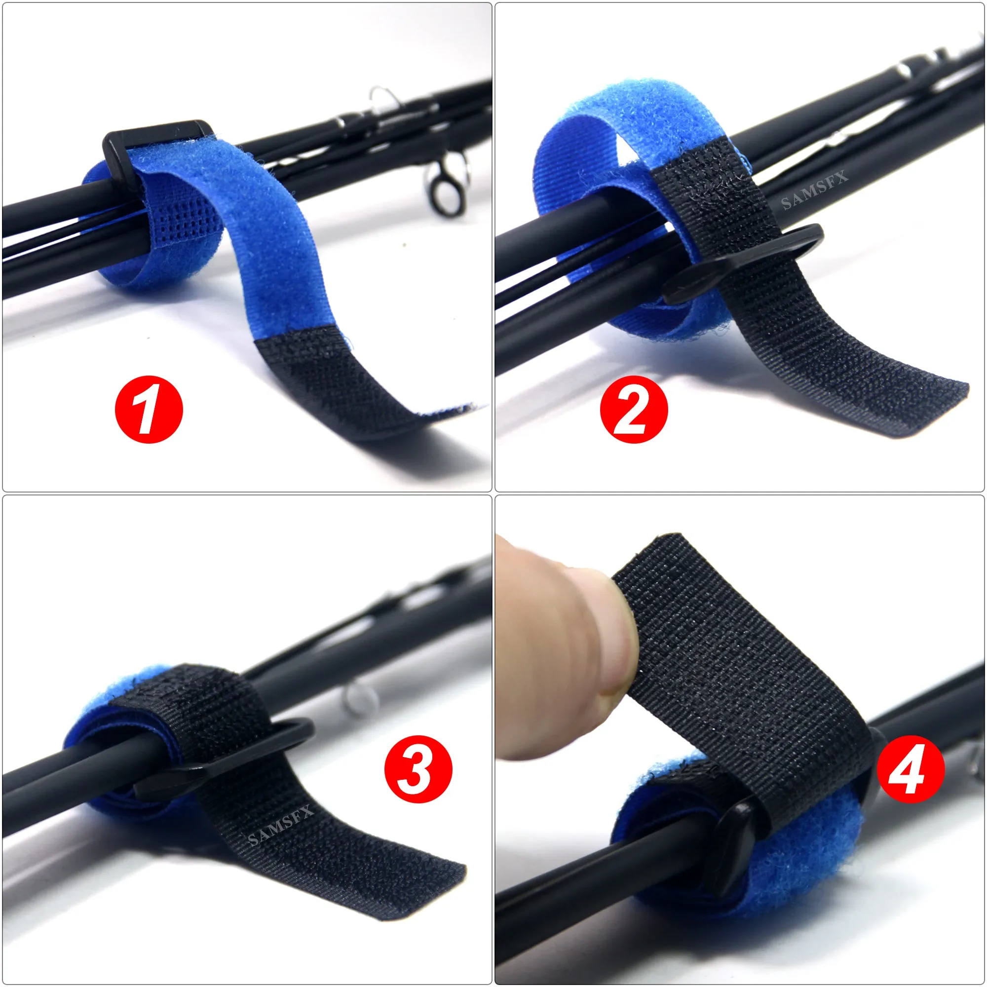 SAMSFX Fishing Reusable Fishing Rod Ties Holder Strap Suspenders