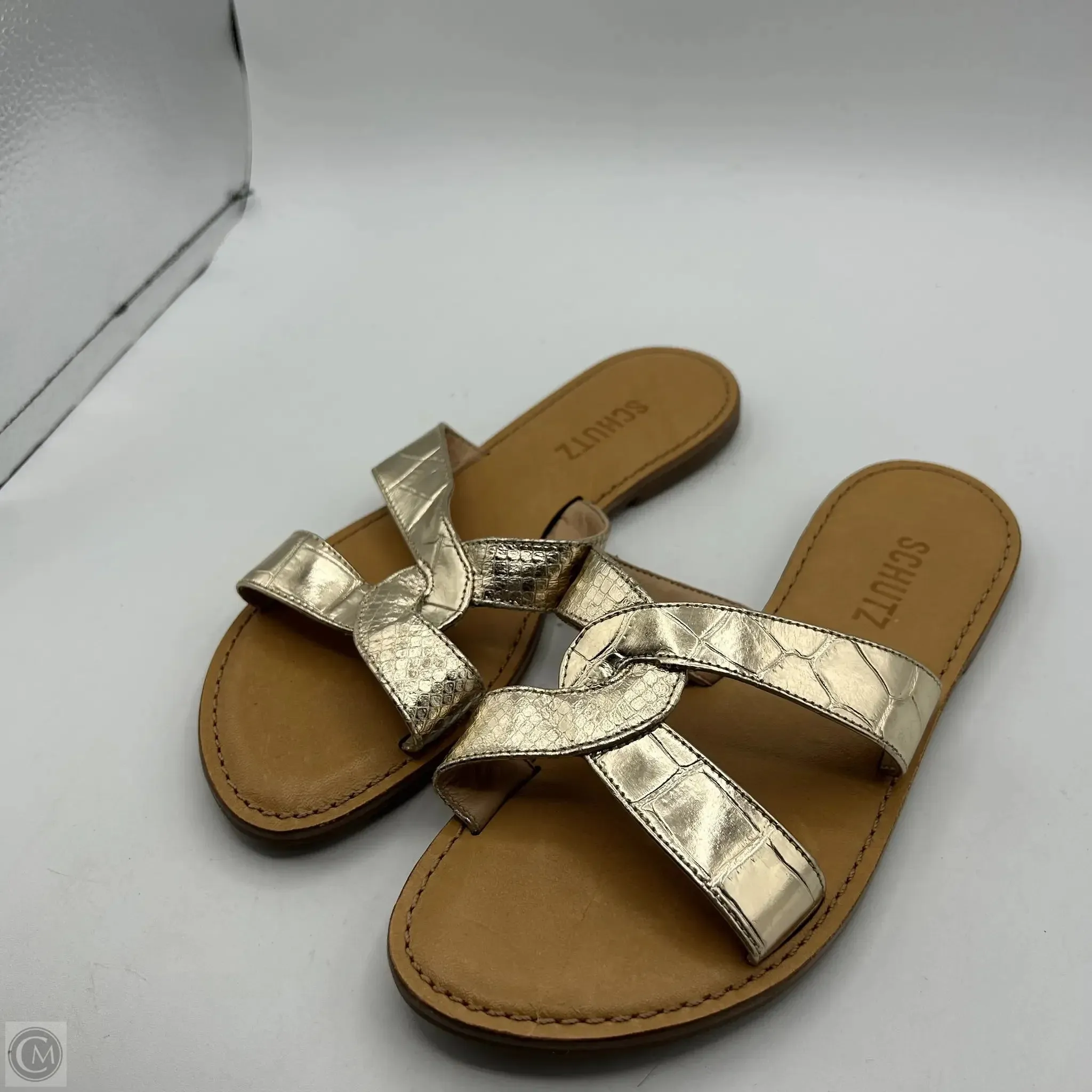 Sandals Flats By Cma In Gold, Size: 6