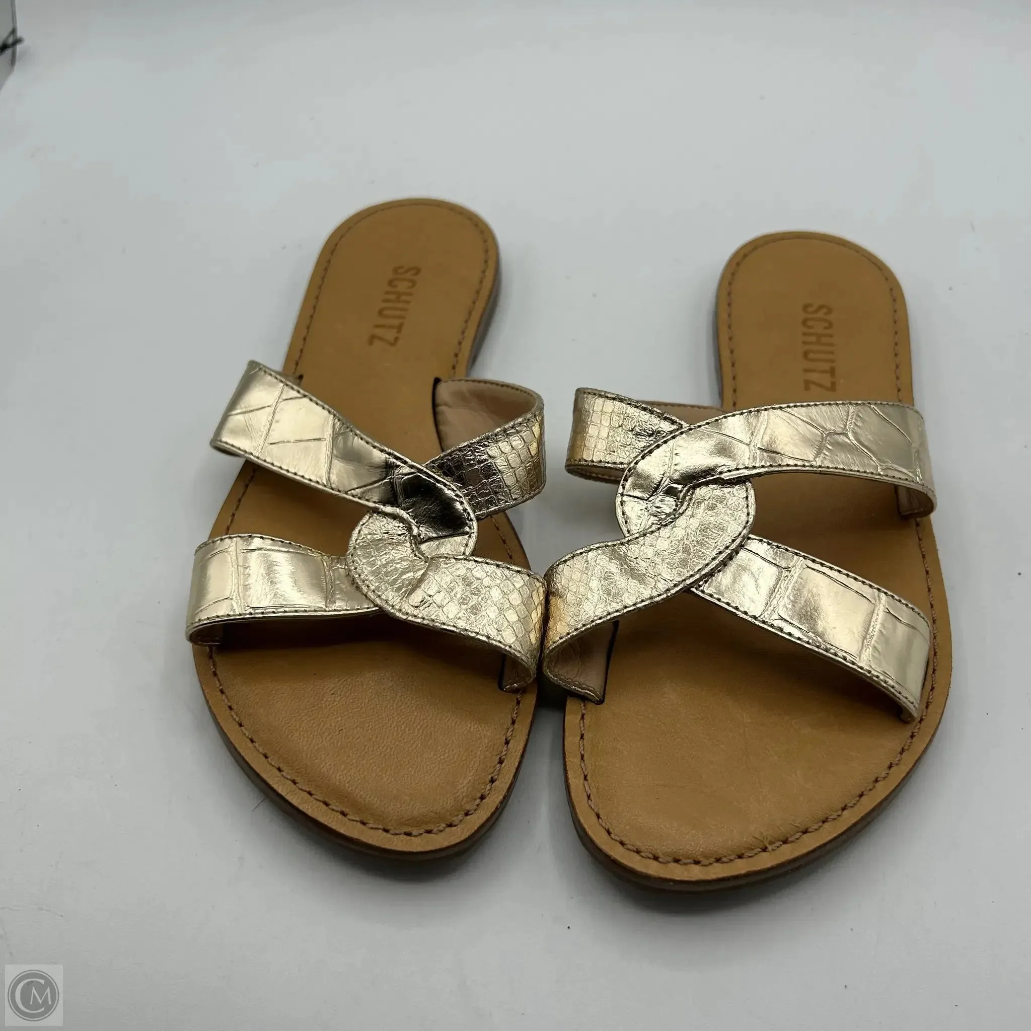 Sandals Flats By Cma In Gold, Size: 6
