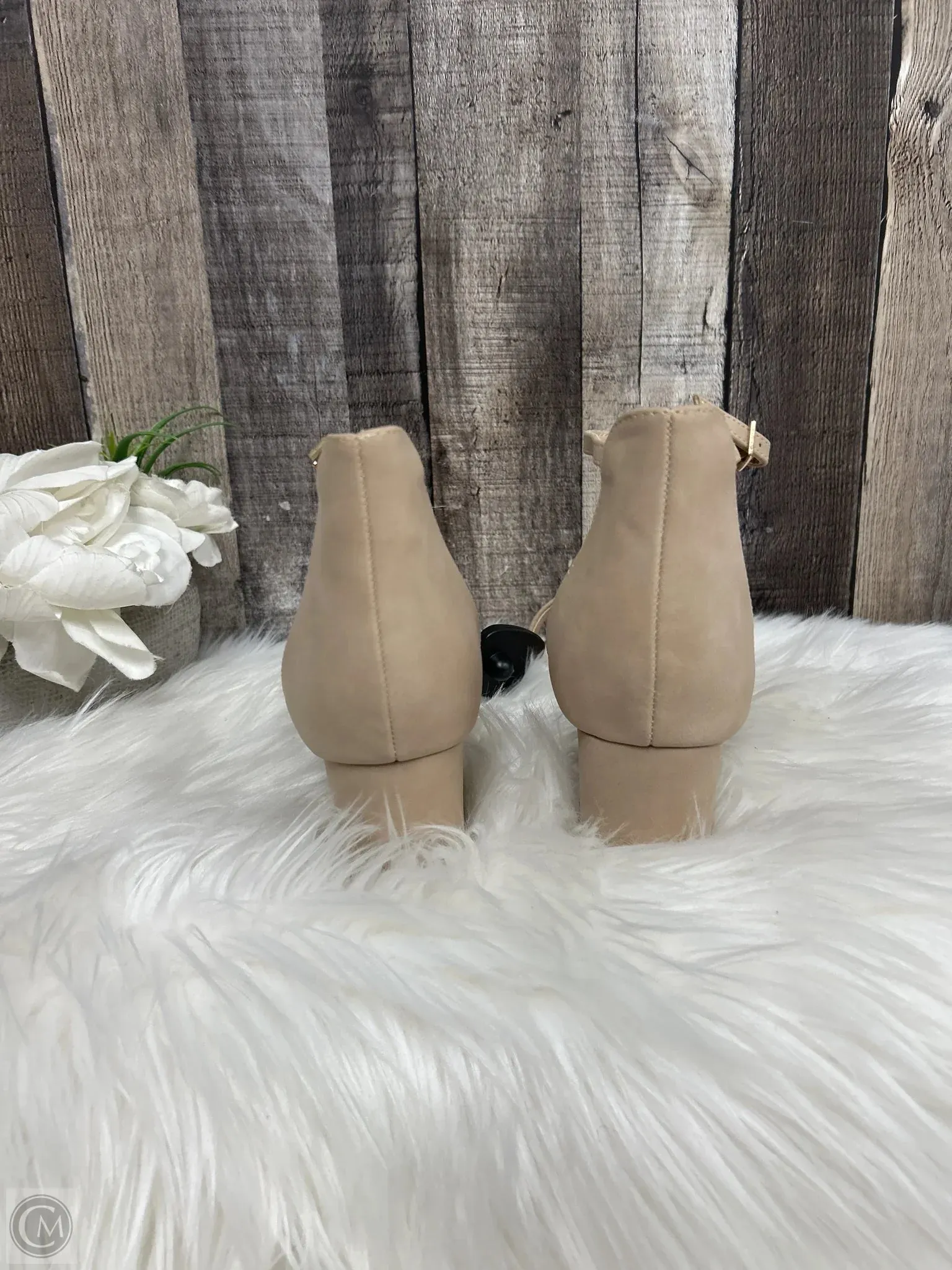 Sandals Heels Block By Herstyle In Beige, Size: 10