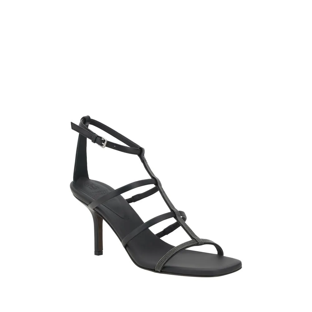 Sandals with sparkling embellishment
