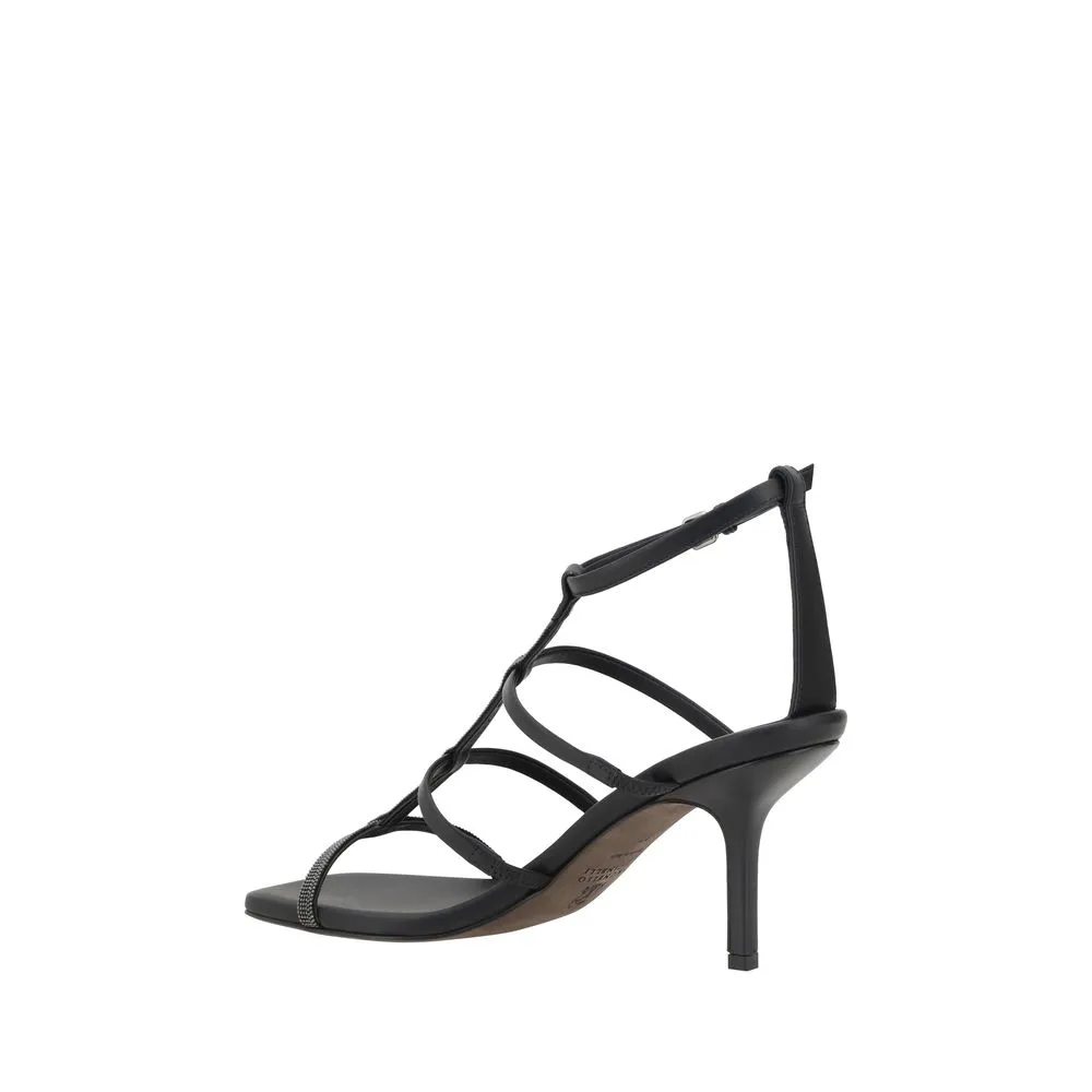 Sandals with sparkling embellishment