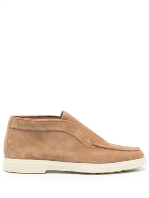 Santoni suede flat loafers