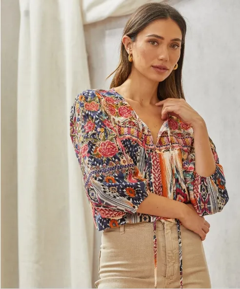 Savanna Jane Floral Print Babydoll Top