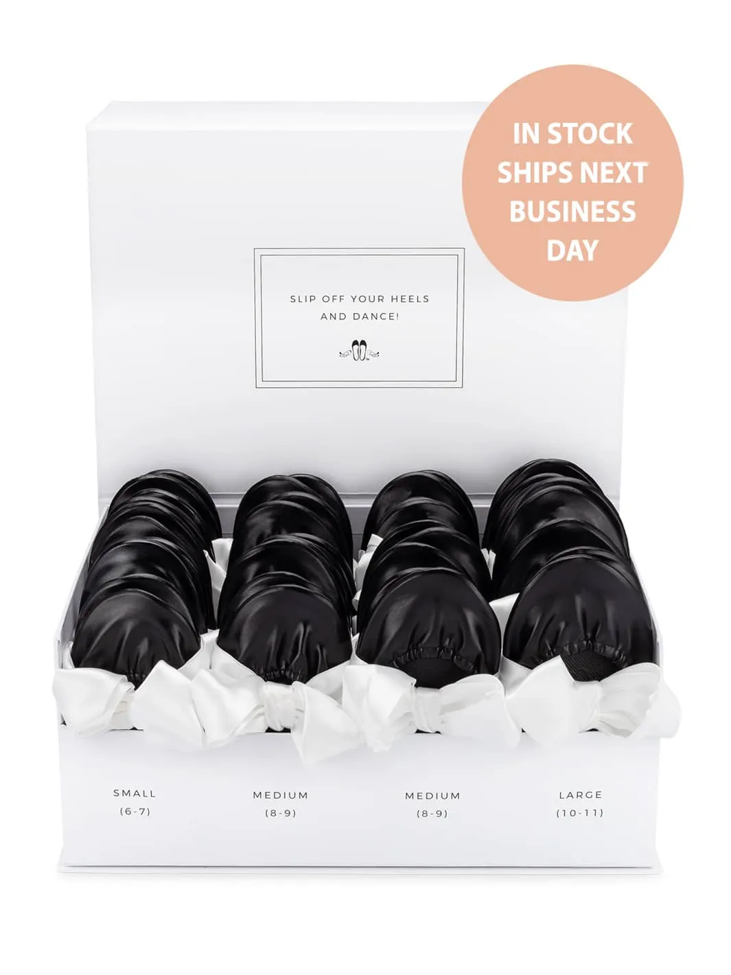 Scratch & Dent 20 Pairs of Black Rescue Flats (WHITE Display Box)