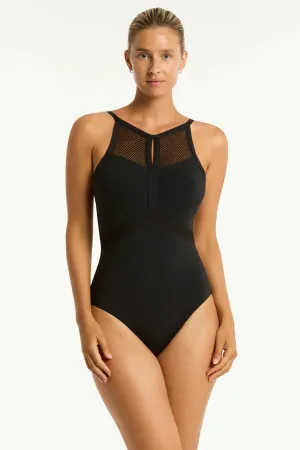 SEA LEVEL- WOMEN'S 1PC DRIFT PANELLED HIGH NECK SWIMSUIT