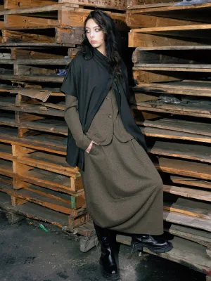 Seamed Elastic Waist Skirt