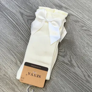 Sevva Bow Knee Socks - Ivory