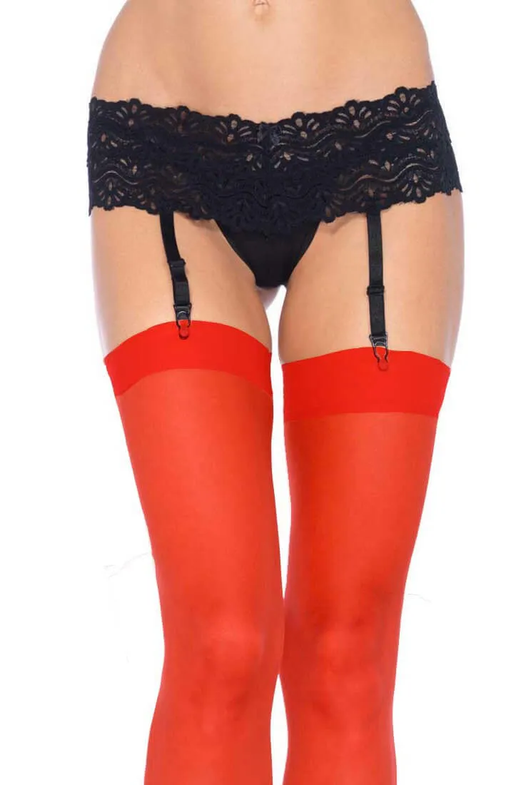 Sheer red thigh high stockings