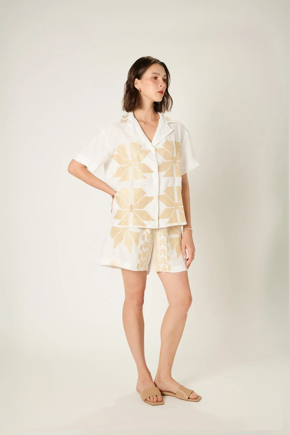 SHIRT AEOLIS S/S - WHITE GOLD