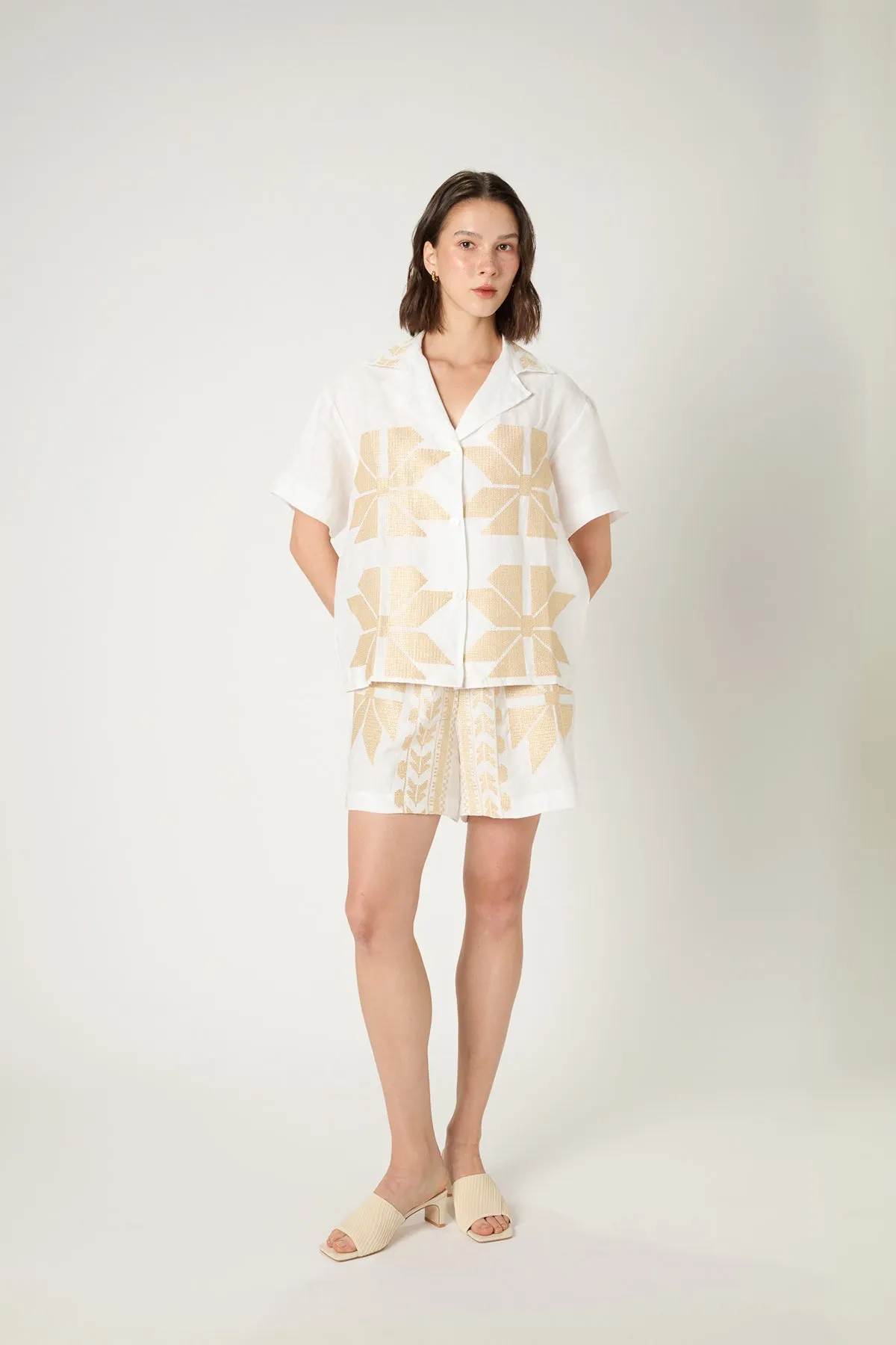 SHIRT AEOLIS S/S - WHITE GOLD
