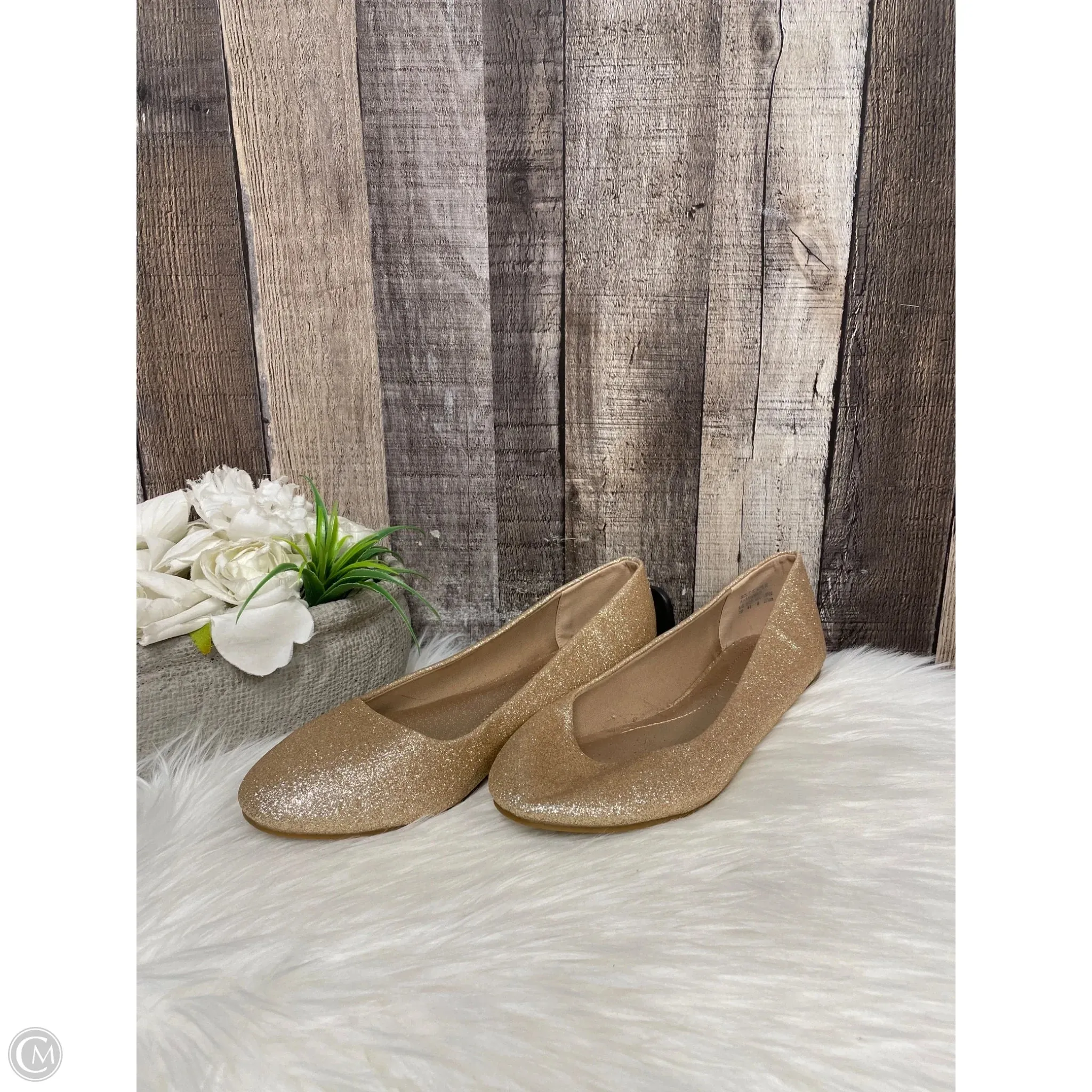 Shoes Flats By Cme In Gold, Size: 10