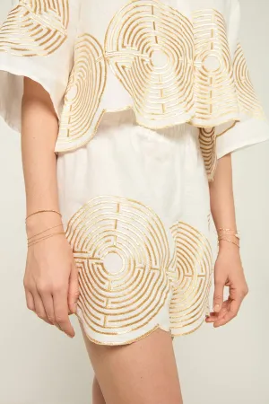SHORTS LABYRINTH - WHITE GOLD