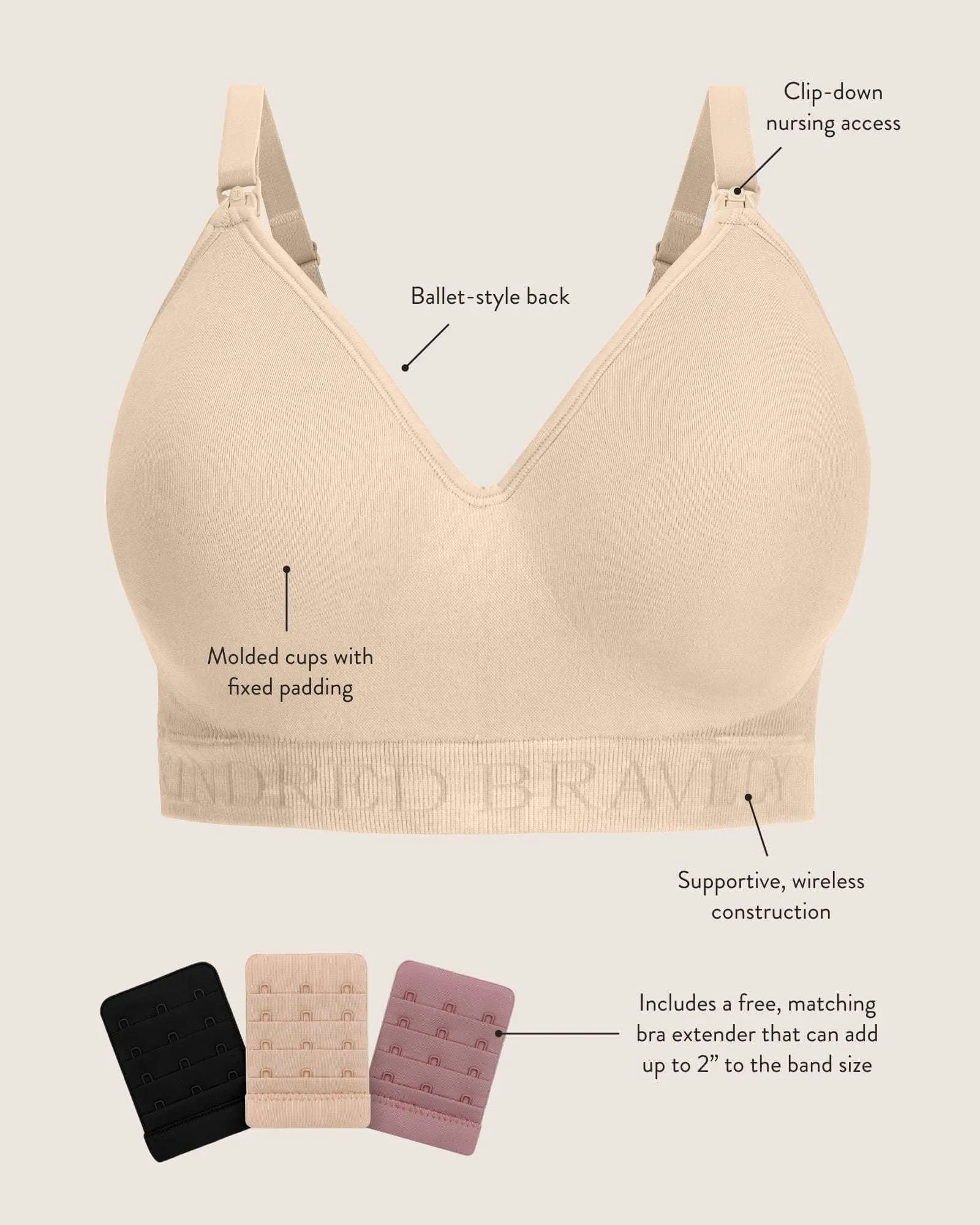 Signature Sublime® Contour Hands-Free Pumping & Nursing Bra  | Beige