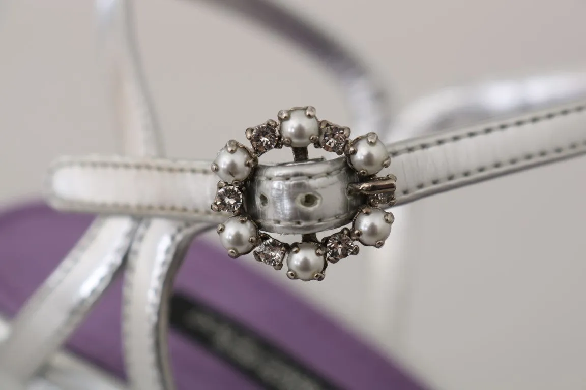 Silver Crystal Floral Sandals Shoes