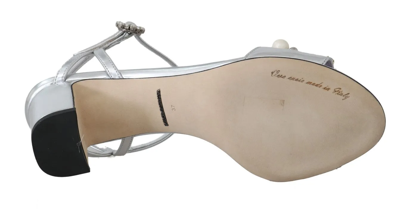 Silver Crystal Floral Sandals Shoes
