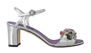 Silver Crystal Floral Sandals Shoes
