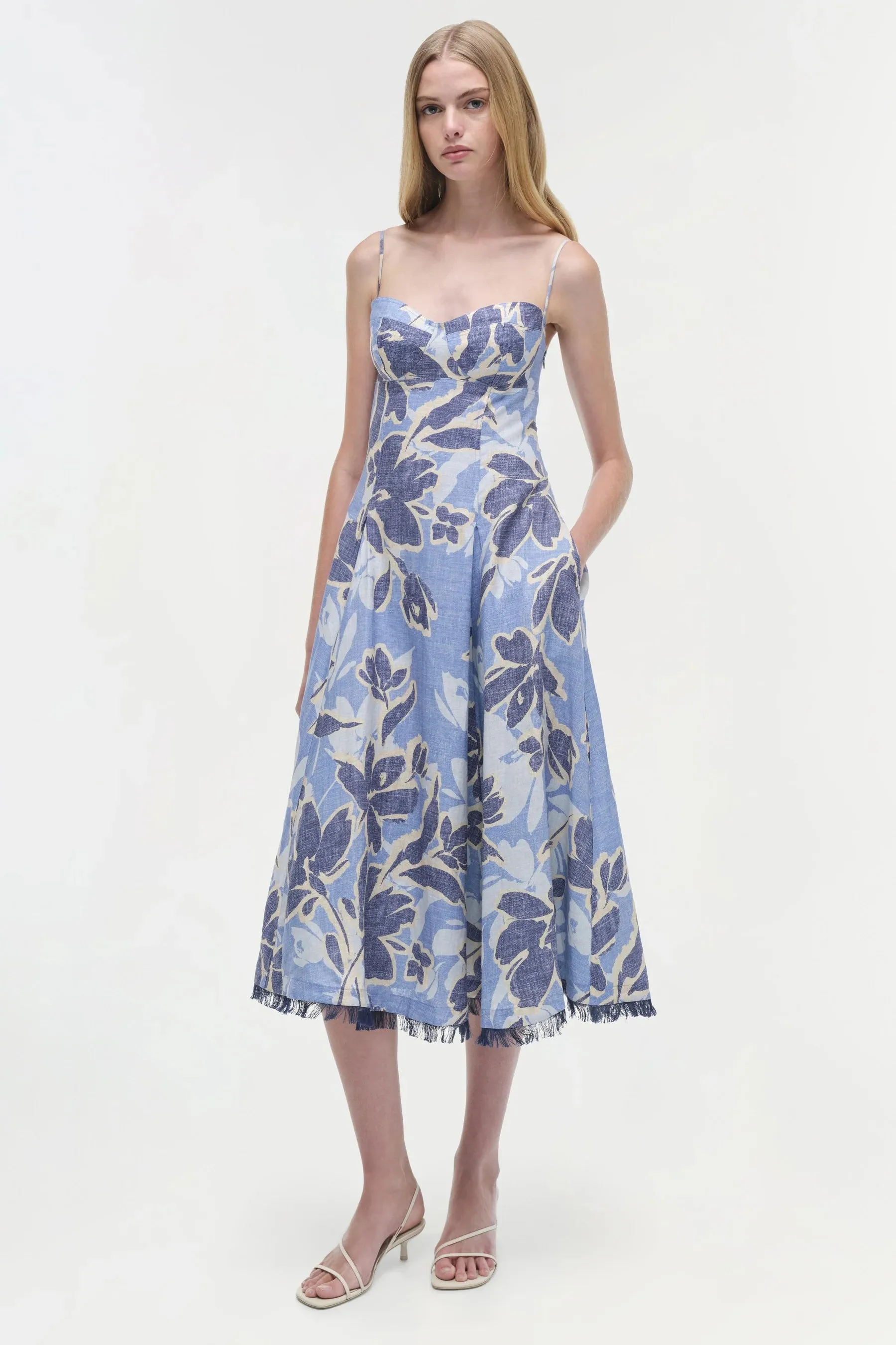 SIMKHAI ANALISE LINEN MIDI DRESS