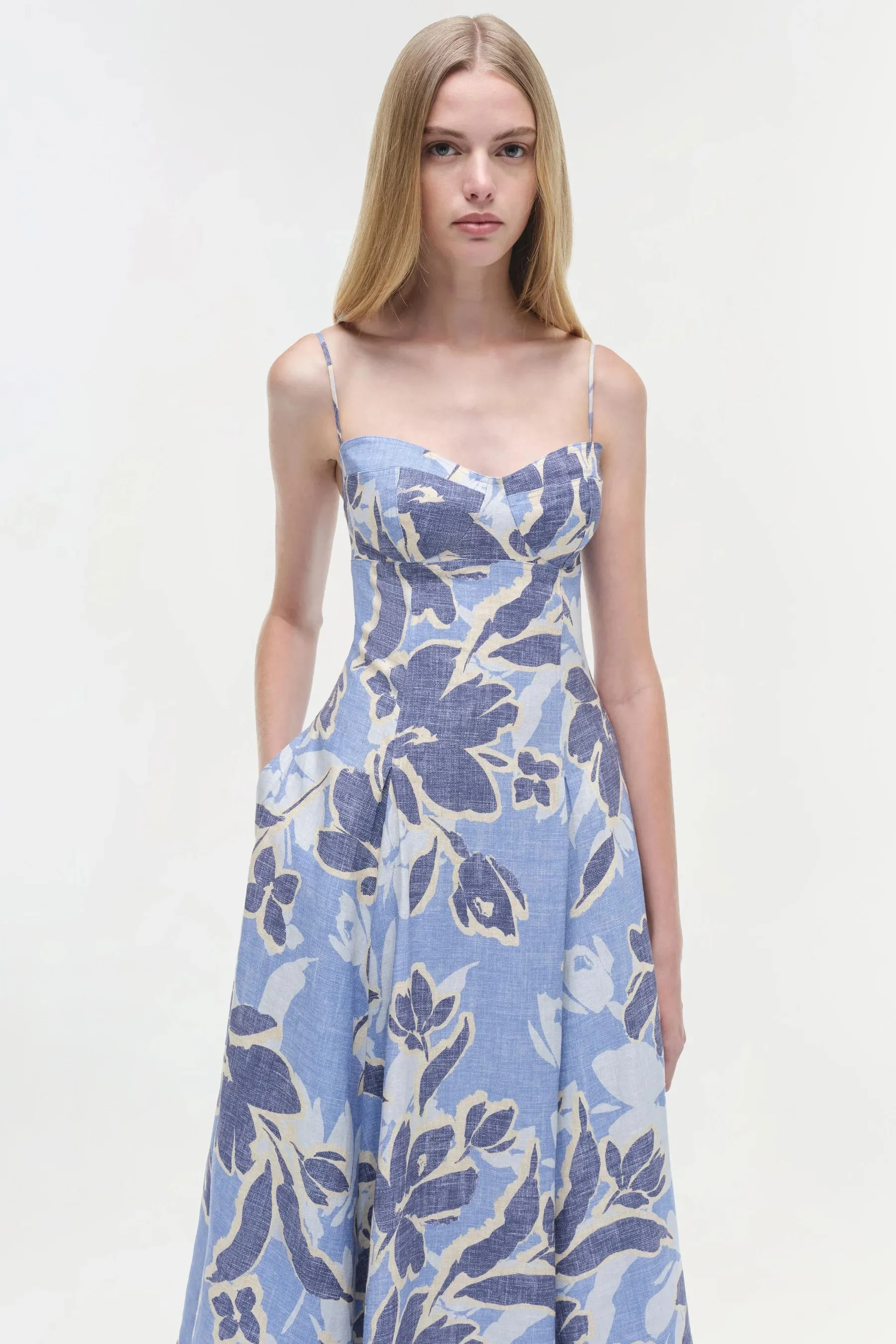 SIMKHAI ANALISE LINEN MIDI DRESS