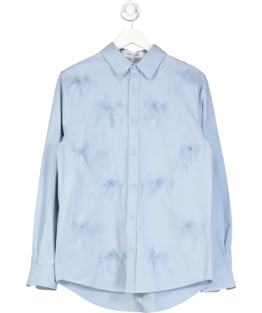 Sister Jane Blue Penny Tulle Bow Shirt UK XS