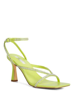 Size 6 & 7 Lime Crush It Diamante Mid Heel Sandals