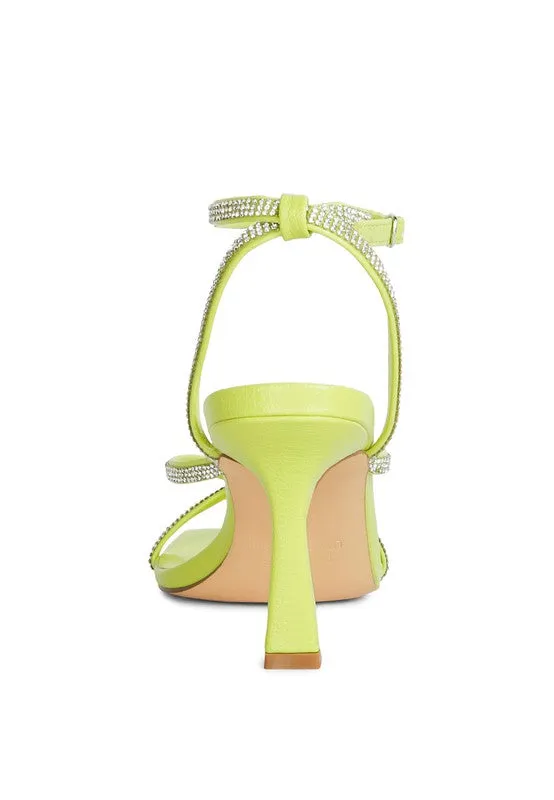 Size 6 & 7 Lime Crush It Diamante Mid Heel Sandals