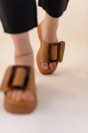 Skin Strappy Contrast Flats