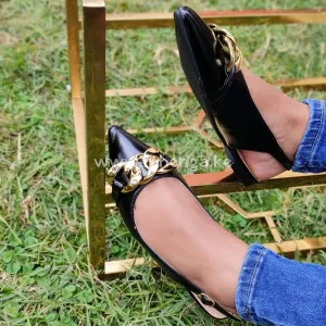 Sling Back, Gold chain sling back , Ladies sling back shoe