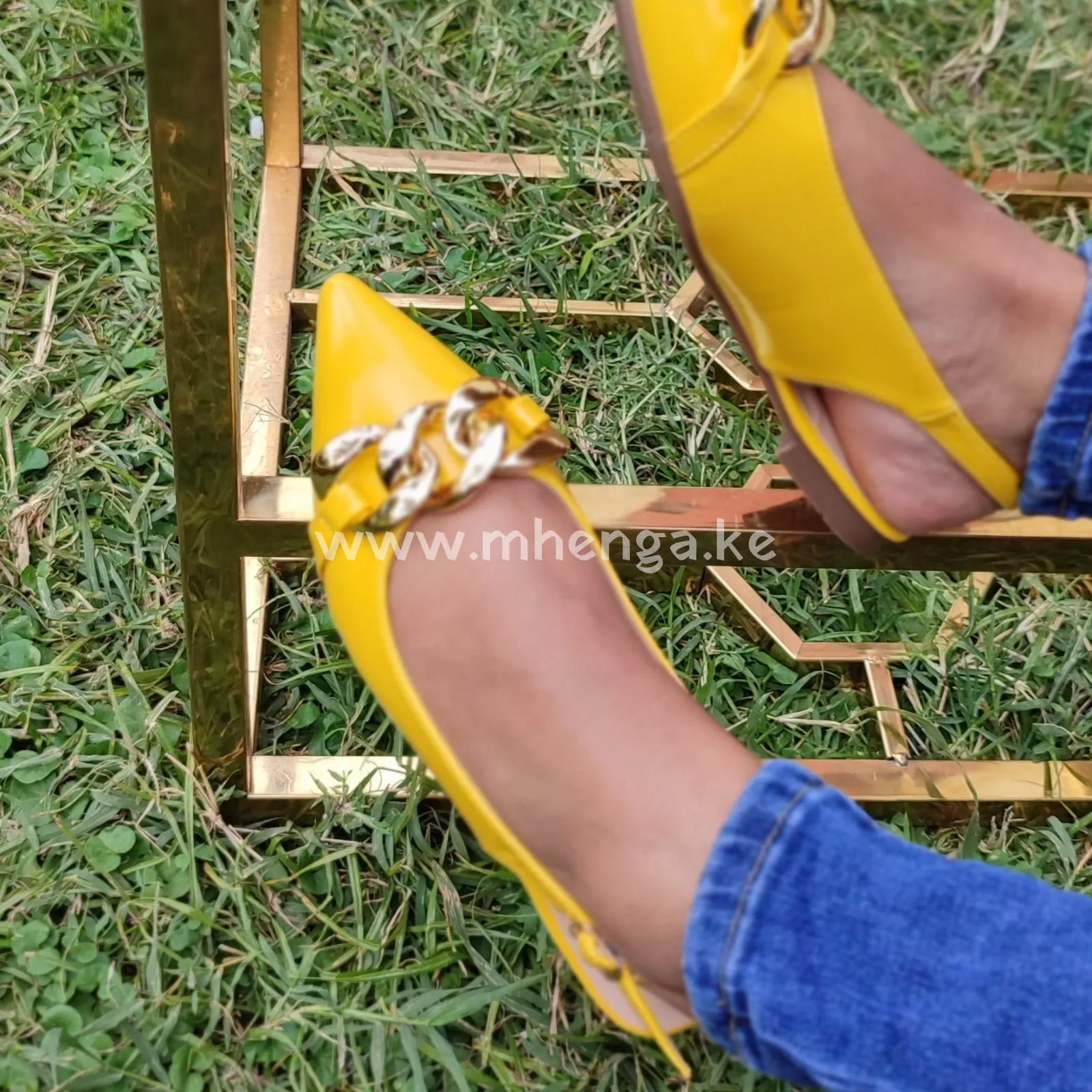 Sling Back, Gold chain sling back , Ladies sling back shoe