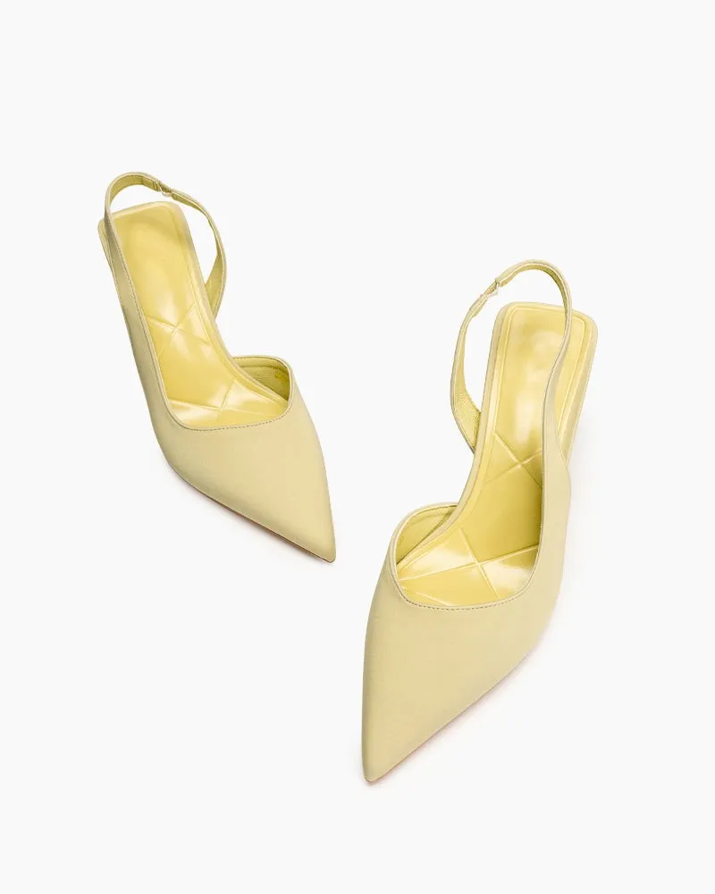 Solid Color Pointed Toe Slingback High-heeled Sandals