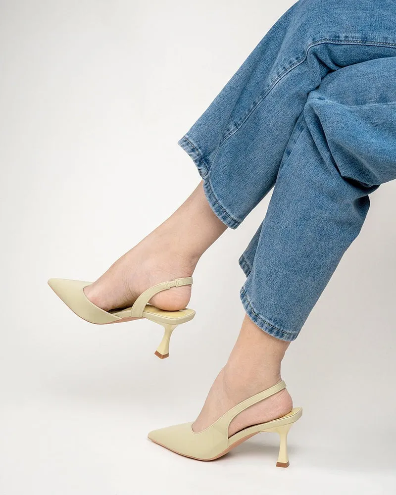 Solid Color Pointed Toe Slingback High-heeled Sandals