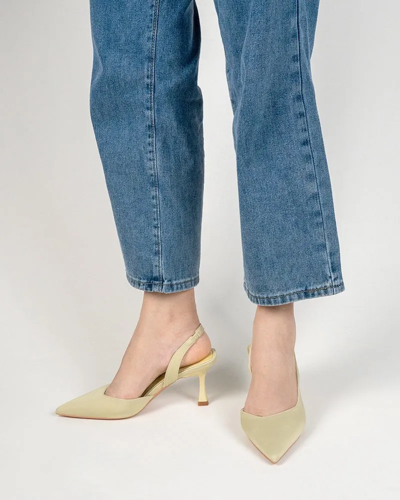 Solid Color Pointed Toe Slingback High-heeled Sandals