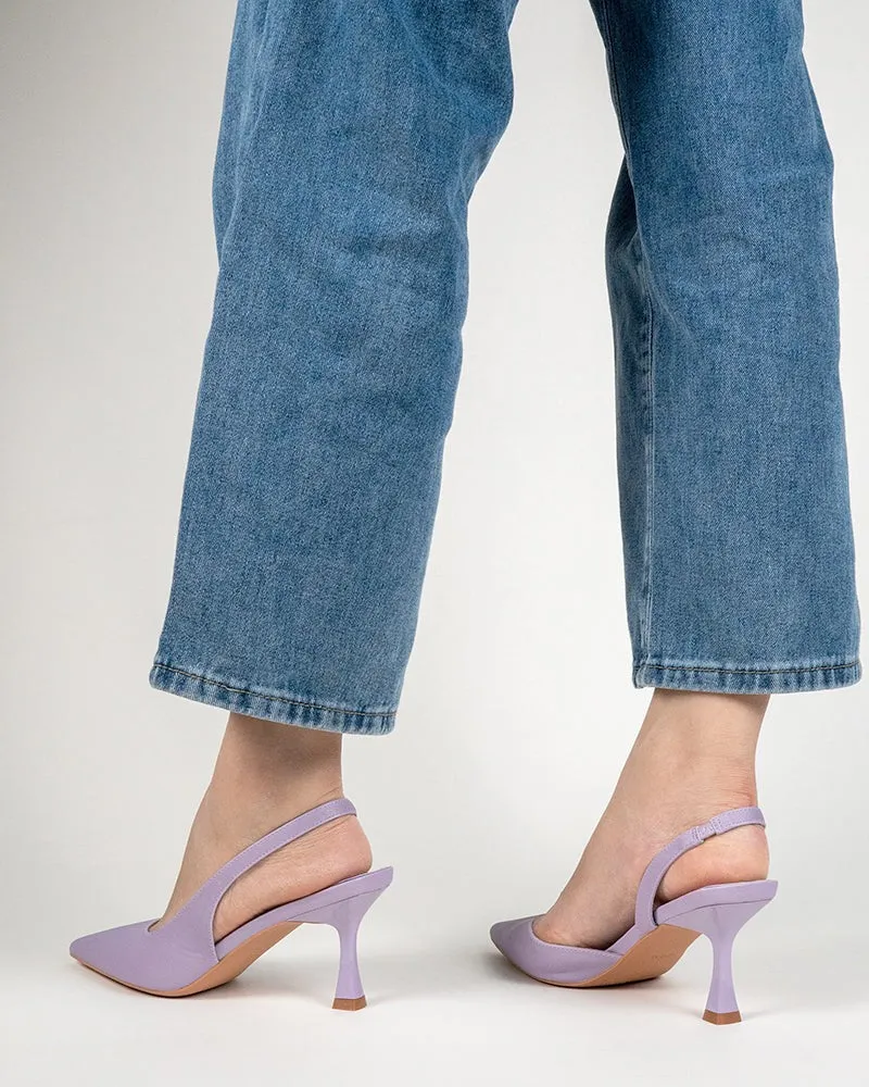 Solid Color Pointed Toe Slingback High-heeled Sandals
