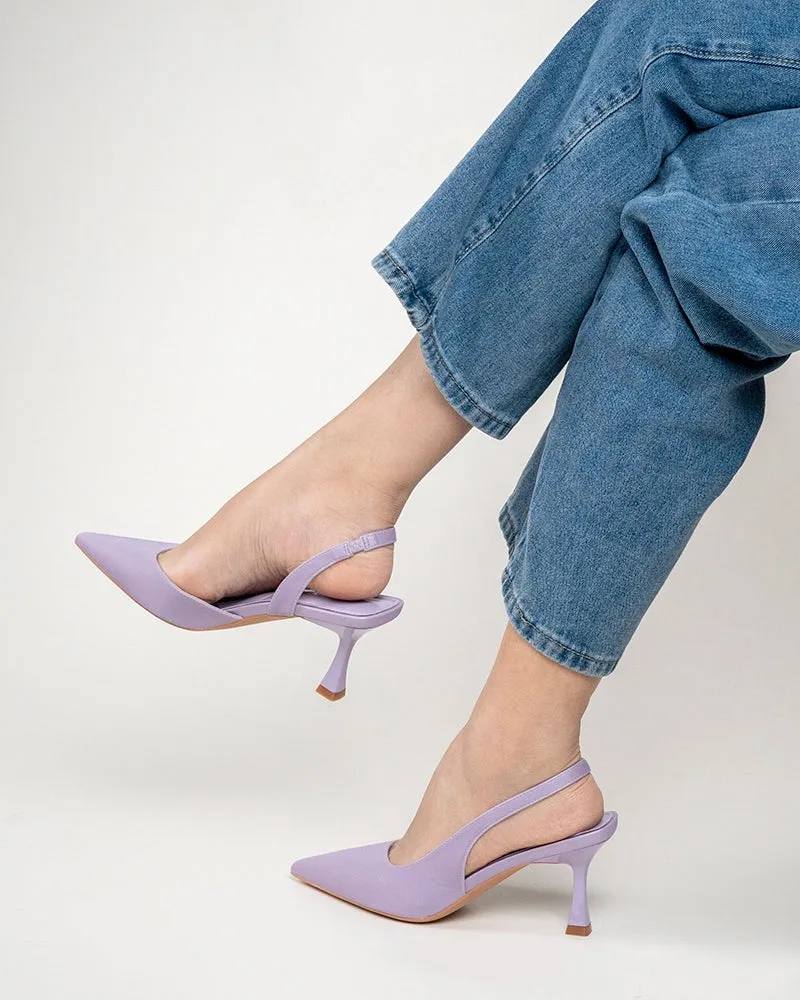 Solid Color Pointed Toe Slingback High-heeled Sandals