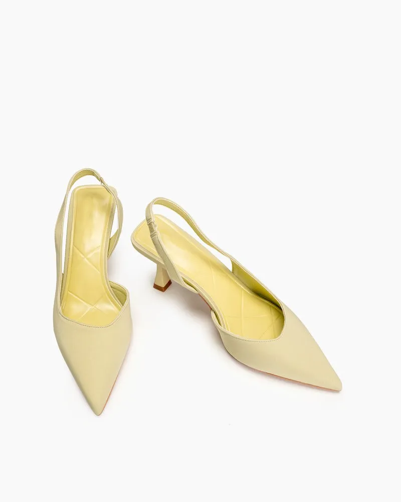 Solid Color Pointed Toe Slingback High-heeled Sandals