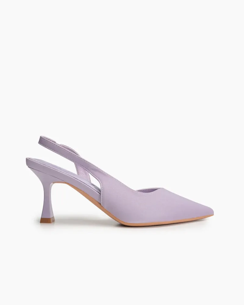 Solid Color Pointed Toe Slingback High-heeled Sandals
