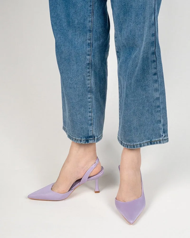 Solid Color Pointed Toe Slingback High-heeled Sandals