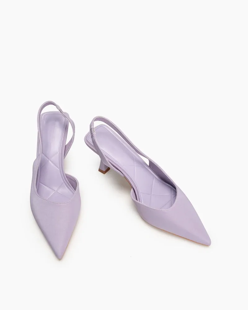 Solid Color Pointed Toe Slingback High-heeled Sandals