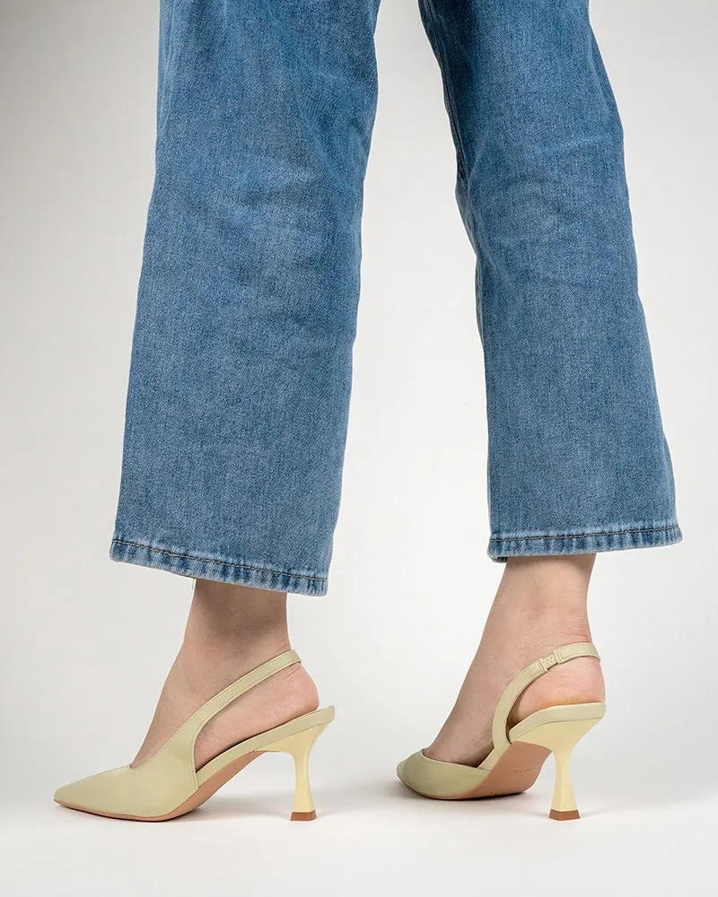 Solid Color Pointed Toe Slingback High-heeled Sandals
