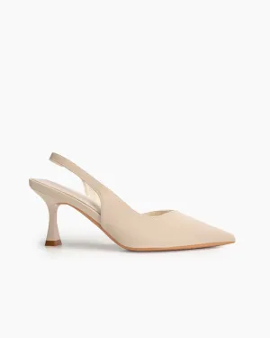 Solid Color Pointed Toe Slingback High-heeled Sandals