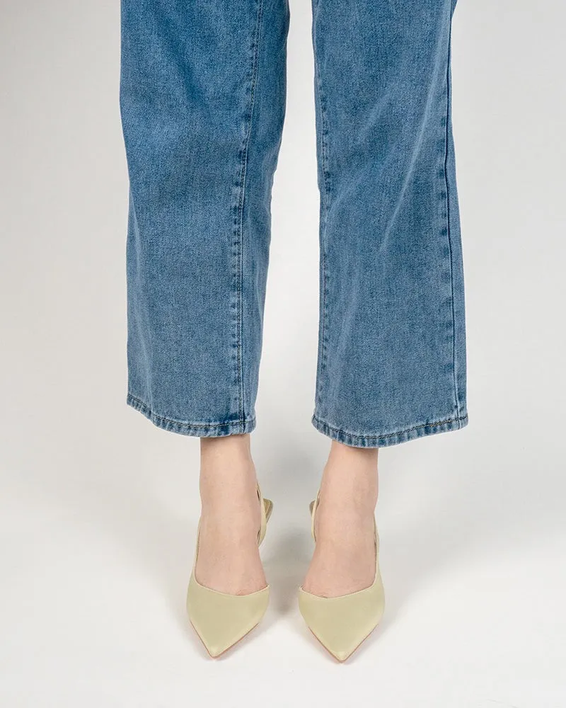 Solid Color Pointed Toe Slingback High-heeled Sandals