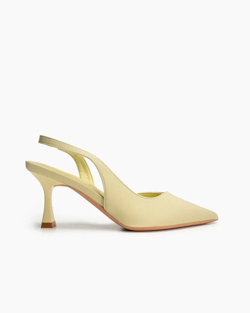 Solid Color Pointed Toe Slingback High-heeled Sandals