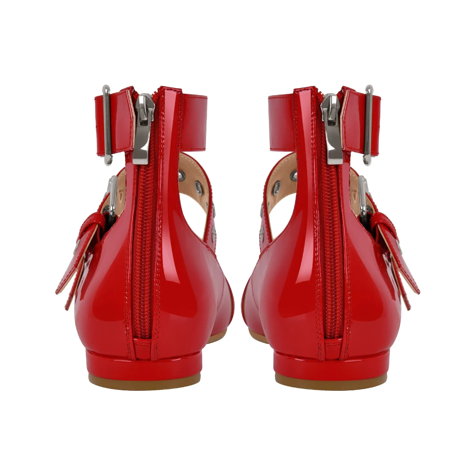 Square Toe Buckle Strap Flats