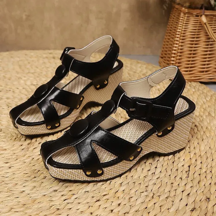 Square Toe Wedge Sandals