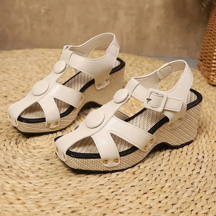Square Toe Wedge Sandals