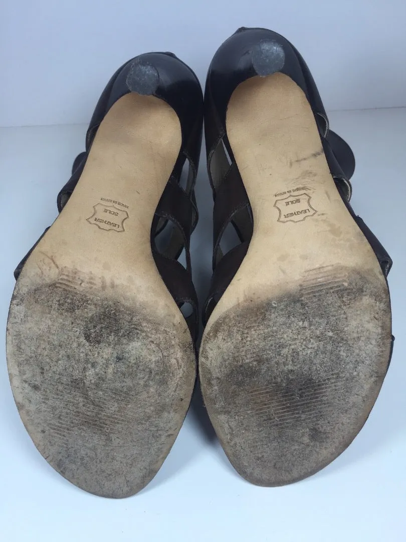 STUART WEITZMAN Zip Back Open Toe Chain Detail Heels Size 10