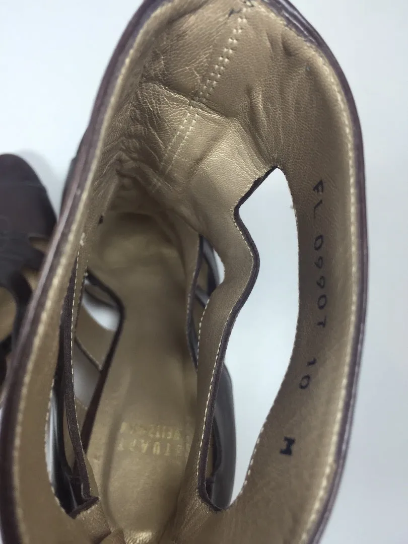 STUART WEITZMAN Zip Back Open Toe Chain Detail Heels Size 10